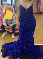 Glitter Sequin Royal Blue Prom Dresses 2024 Long Mermaid Evening Dress MyChicDress