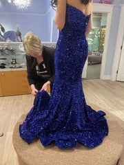 Sparkling Glitter Blue Sequin Mermaid Royal Blue Prom For Black Girls V  Neck, Long Sleeves, Formal Evening Wear For 2023 Birthday And Dance Parties  Elegant Vestidos De Fiesta From Bridalstore, $114.71