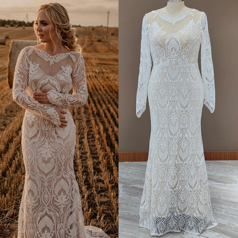 Gorgeous Lace Bohemian Wedding Dresses Long Sleeves Beach Wedding Gown MyChicDress