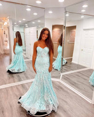 Gorgeous Lace Mermaid Blue 20224 Prom Dresses Sweetheart Long Formal Dress UK MyChicDress