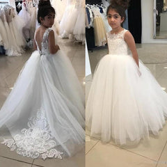 Hot Lace Appliques Sleeveless Flower Girl Dresses For Weddings Girls Pageant Dress MyChicDress