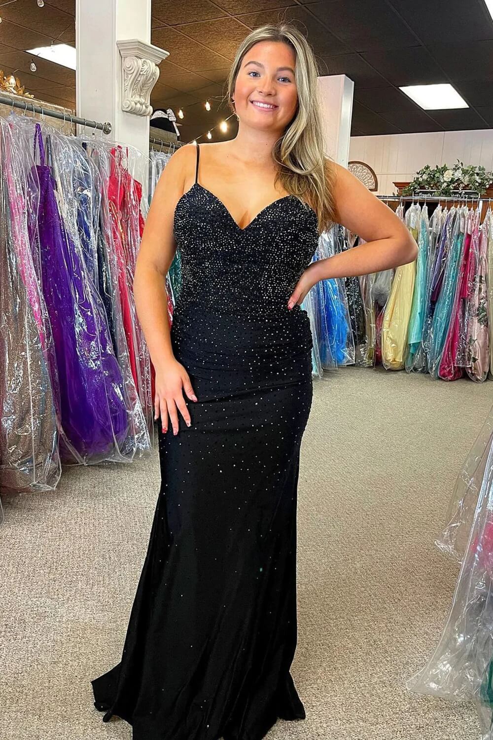 Hot Mermaid Black Plus Size Prom Dresses Beaded 2024 Formal Evening Dress MyChicDress