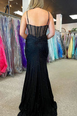 Hot Mermaid Black Plus Size Prom Dresses Beaded 2024 Formal Evening Dress MyChicDress