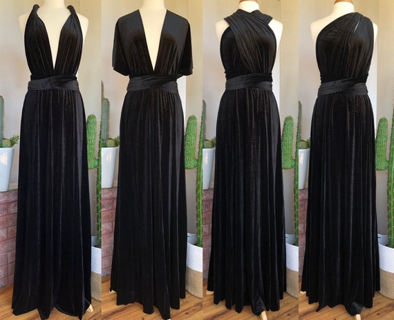 Infinity Black Velvet Bridesmaid Dresses Winter Floor Length Dress MyChicDress