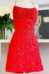 Lace Backless Red Short Homecoming Dresses Mermaid Hoco Gowns MyChicDress