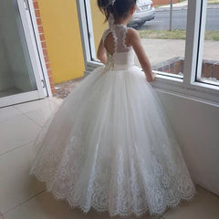 Lace Ivory Flower Girl Dresses Tulle Floor Length Gril Party Dress MyChicDress