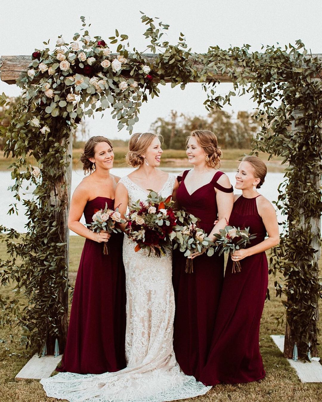 Long Chiffon Burgundy Bridesmaid Dresses - MyChicDress