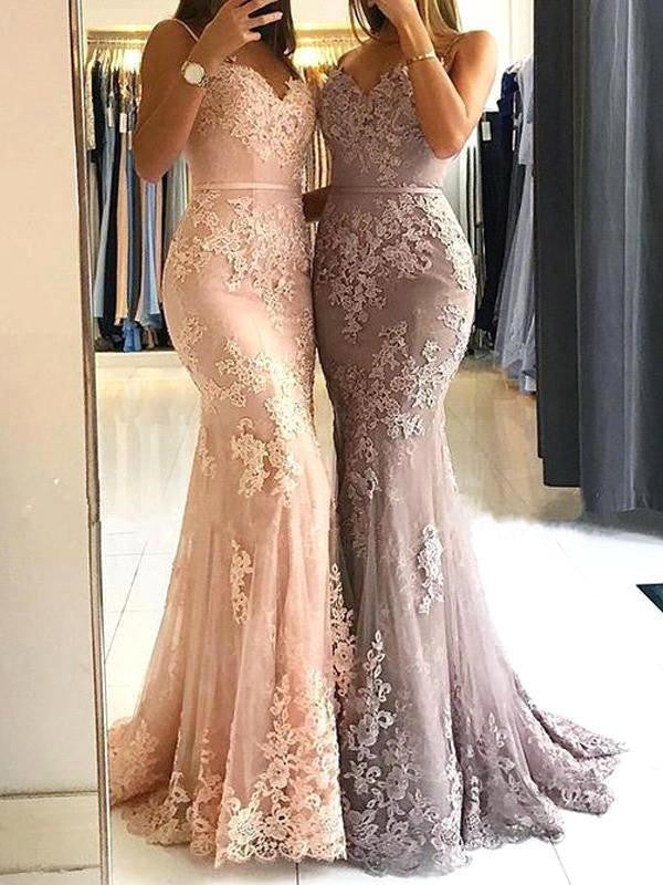 Long Mermaid Lace Prom Dresses Sleeveless Evening Dress UK MyChicDress