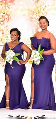 Long Multiway Purple Bridesmaid Dresses Mermaid Sleeveless Wedding Guest Dress MyChicDress