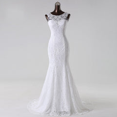 Long Scoop Lace Mermaid Wedding Dresses Bridal Dress - MyChicDress