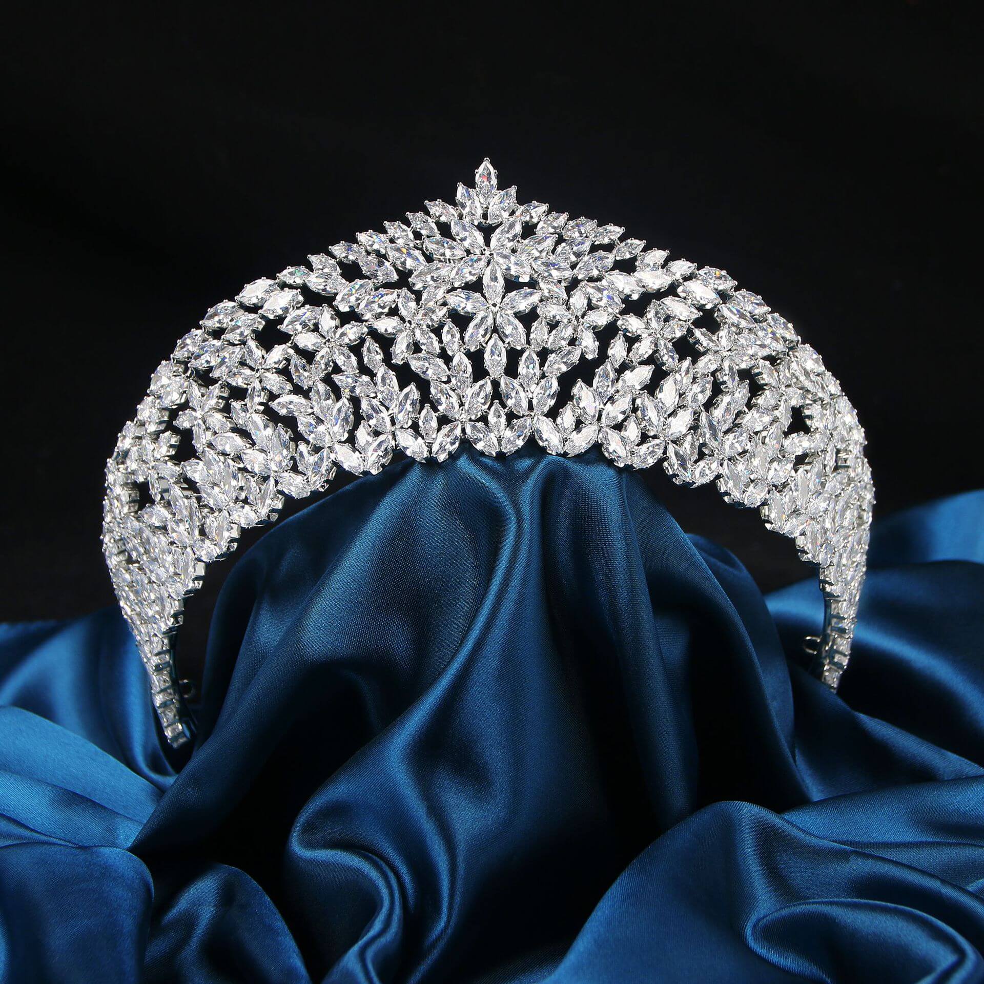 Luxury Silver Wedding Rhinestone Tiara Zirconia Bridal Crowns MyChicDress