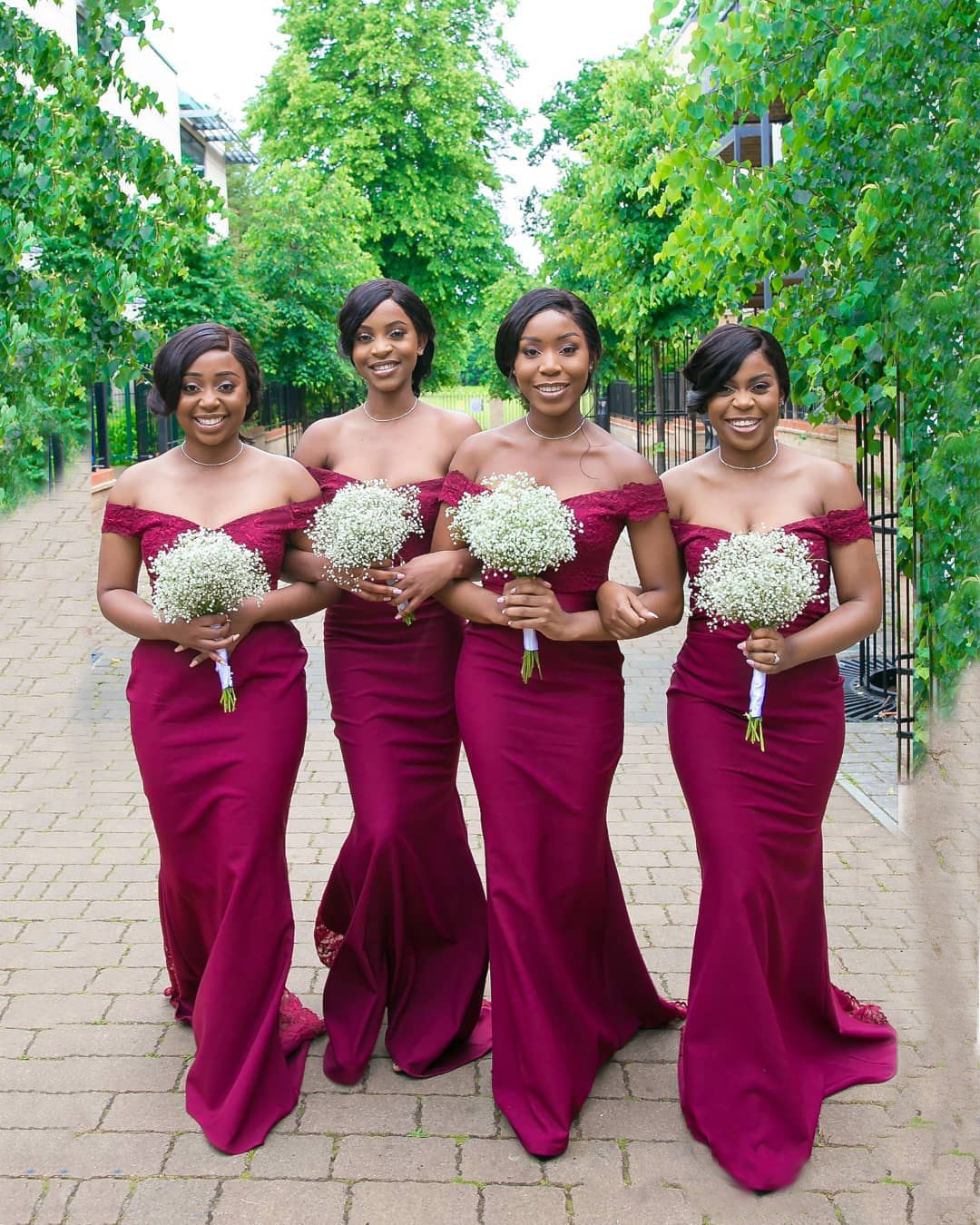 Red lace bridesmaid dresses online