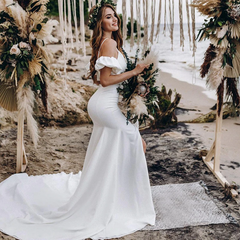 Mermaid Two Piece Beach Wedding Dresses with Split Summer Maxi Dresses MyChicDress