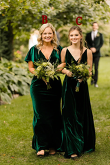 Mismatched Emerald Green Velvet Bridesmaid Dresses Cheap Wedding Guest Dress Fall MyChicDress