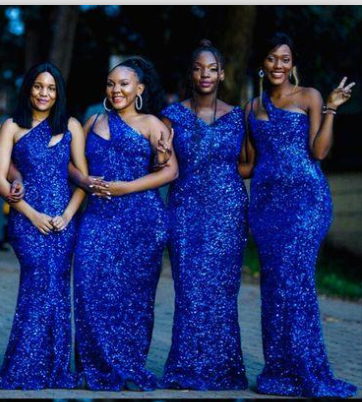 Mismatched Sequins Mermaid Royal Blue Bridesmaid Dresses MyChicDress