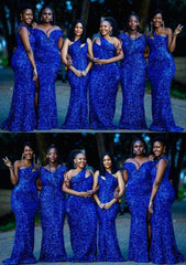 Mismatched Sequins Mermaid Royal Blue Bridesmaid Dresses MyChicDress