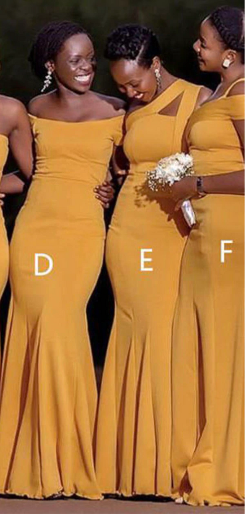 African Girl Yellow Wedding Guest Dress Cheap Mismatched Bridesmaid Dr ...