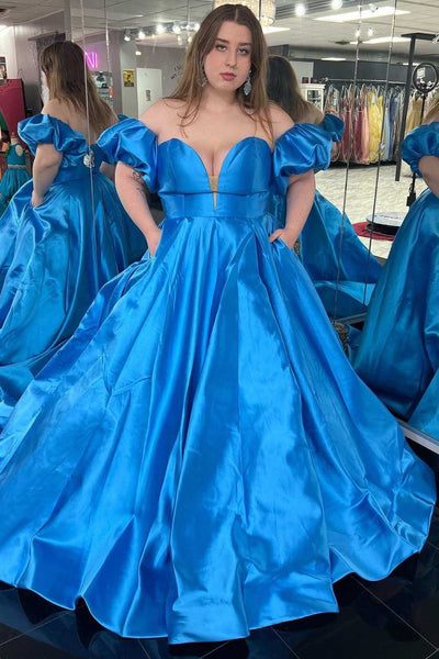 Off the shoulder prom dresses plus size best sale