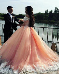 Off The Shoulder Lace Pink Quinceanera Dresses Ball Gown Sweet 16 Dress MyChicDress