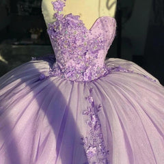 One Shoulder Purple Quinceanera Dresses Ball Gown 3D Flowers Sweet 16 Party Dress MyChicDress