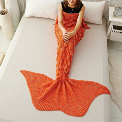 Orange Fish Scale Design Mermaid Blankets for Adults MyChicDress