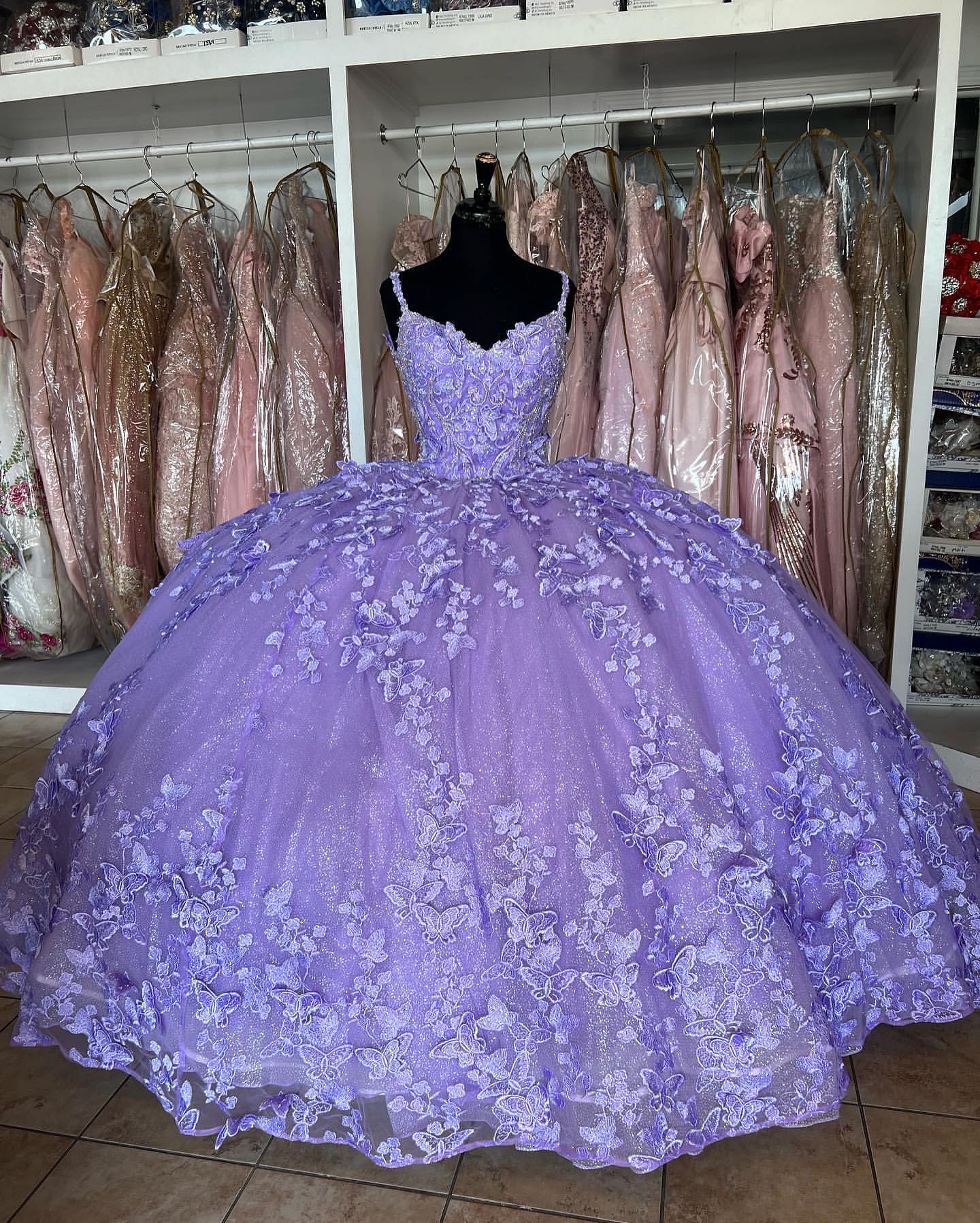 Princess Butterflies Purple Quinceanera Dresses 2025 Sweet 16 Ball Gown MyChicDress