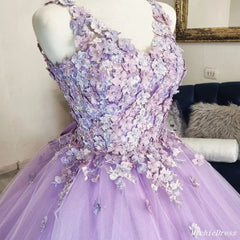 Princess Flowers Lavender Flowers Quinceanera Dresses Ball Gown with Petticoat Free MyChicDress