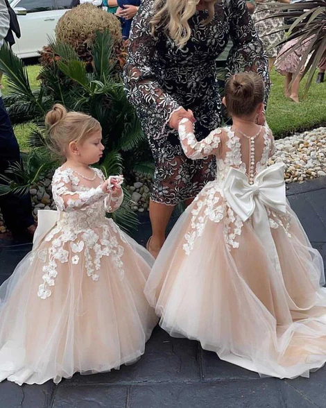 Champagne and burgundy flower girl dresses online