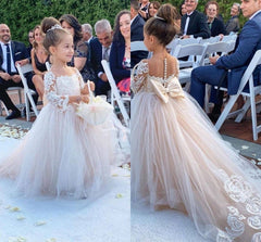 Princess Long Sleeves Lace Flower Girl Dresses with Bowknot MyChicDress