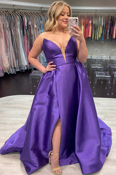 Plus size purple prom dress best sale