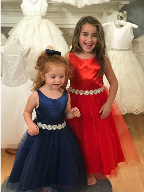 Navy blue tulle flower girl dresses best sale