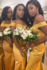 Sexy African Gold Bridesmaid Dresses Mermaid Cheap Guest Gowns MyChicDress