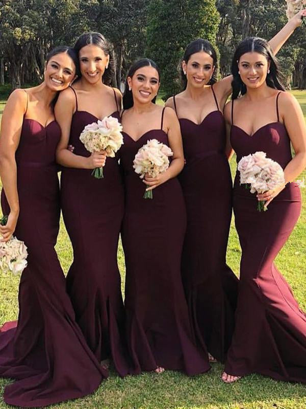 Sexy Backless Sleeveless Wine Mermaid Bridesmaid Dresses MyChicDress