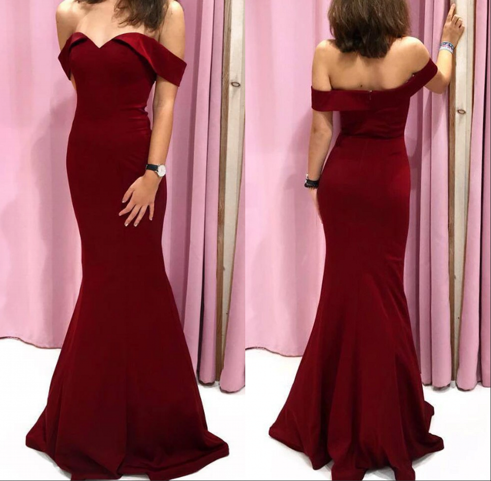 Sexy Burgundy Mermaid Prom Dresses Long Evening Gowns - MyChicDress