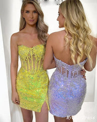 Sexy Cheap Lace Homecoming Dresses Short Sequin Tight Hoco Dress MyChicDress