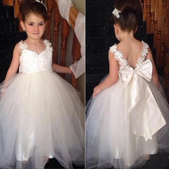 Sexy Lace Tulle Ivory Flower Girl Dresses Open Back MyChicDress