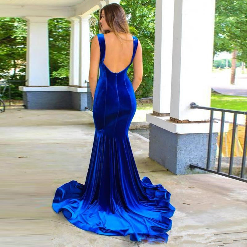 Sexy Mermaid Royal Blue Velvet Bridesmaid Dresses - MyChicDress