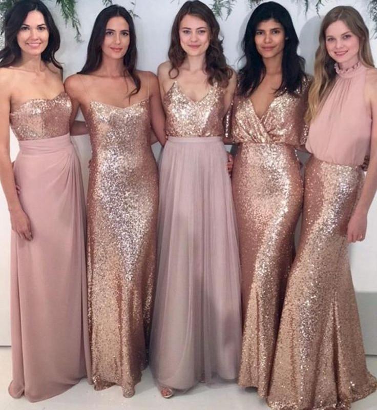 Sexy Mismatched Sequin Chiffon Bridesmaid Dresses - MyChicDress