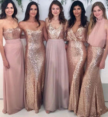 Sexy Mismatched Sequin Chiffon Bridesmaid Dresses - MyChicDress