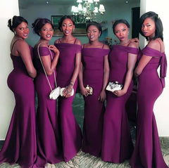 Sexy Off The Shoulder Long Mermaid Purple Bridesmaid Dresses - MyChicDress