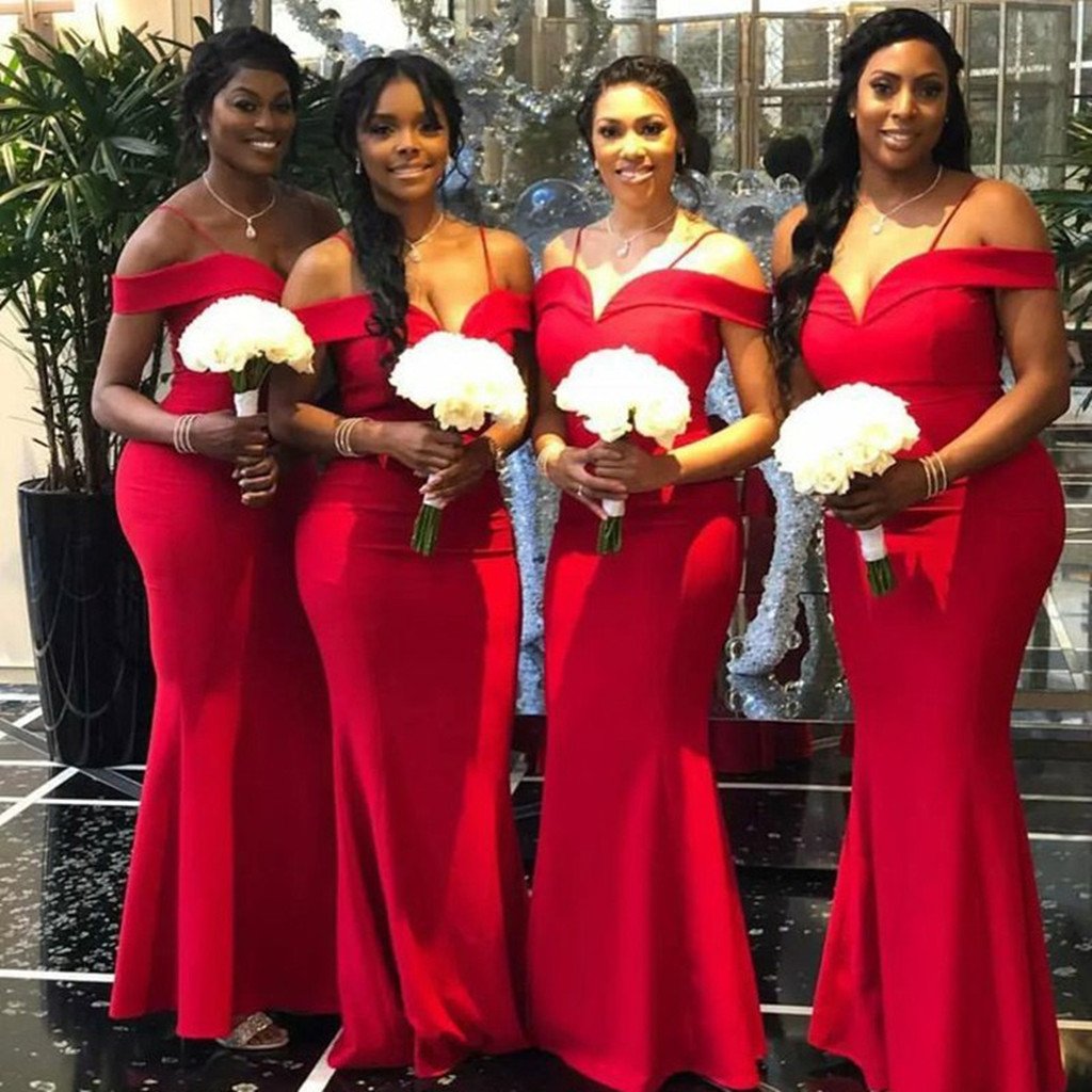 Sexy Sweetheart Off the Shoulder Red Bridesmaid Dresses - MyChicDress