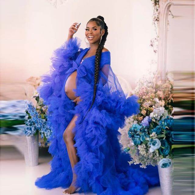 Sexy Tulle Ruffle Beach Maternity Robe Long Pregnancy Photoshoot –  MyChicDress