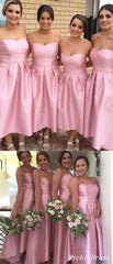 Short Hot Pink Satin Bridesmaid Dresses Sweeteart Simple Wedding Guest Dresses MyChicDress