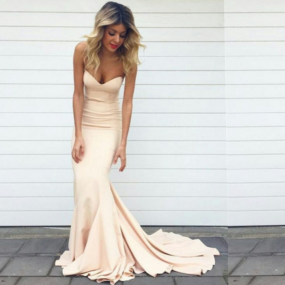 Simple Chiffon Bridesmaid Dresses Mermaid Sweetheart Neck Prom Dresses - MyChicDress