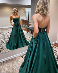 Simple Long Green Formal Prom Dresses Lace Up - MyChicDress