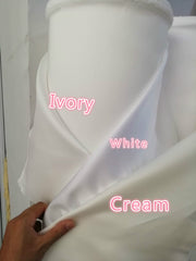 Simple Long Sleeves Ivory Satin Wedding Dresses V Neck Back MyChicDress