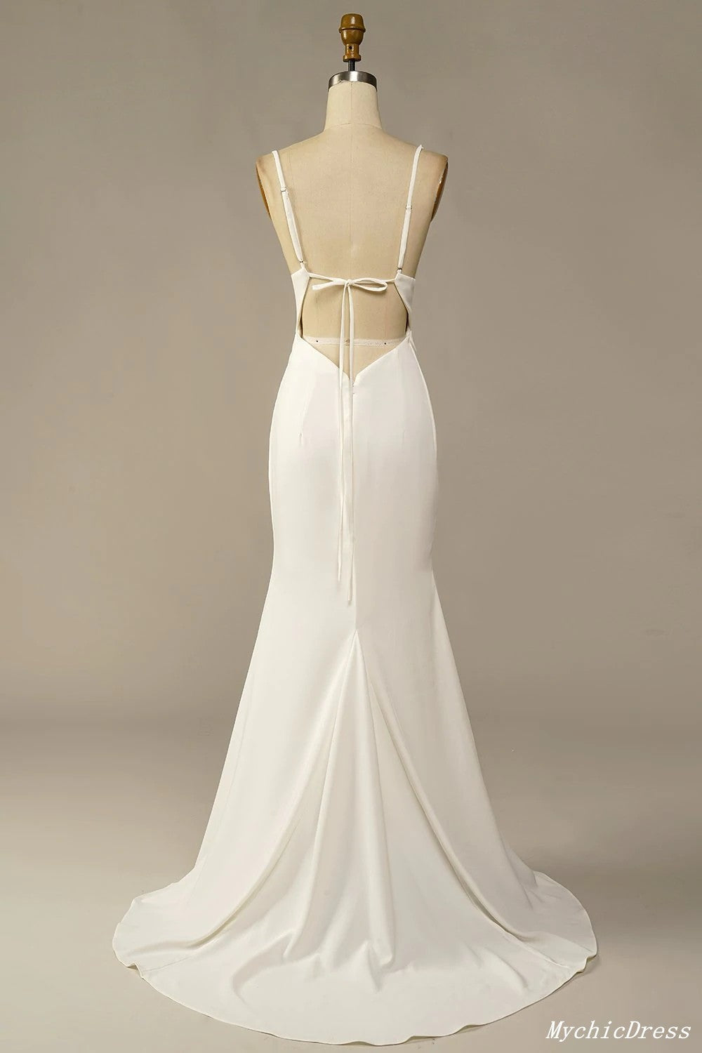 Simple Long Soft Satin Ivory Beach Wedding Dresses Summer Wedding Gown UK MyChicDress