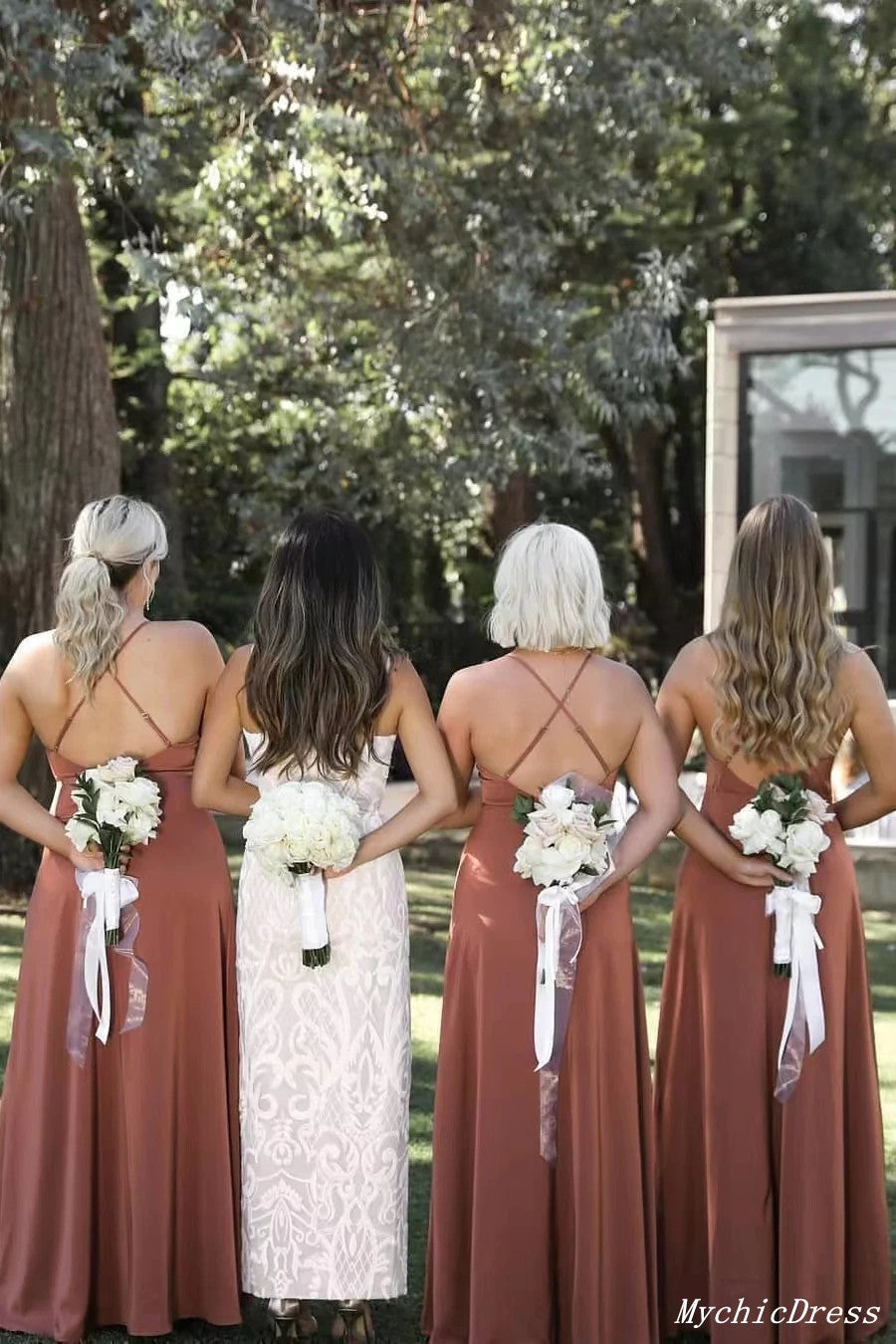 Pink Orange Bridesmaid Dresses