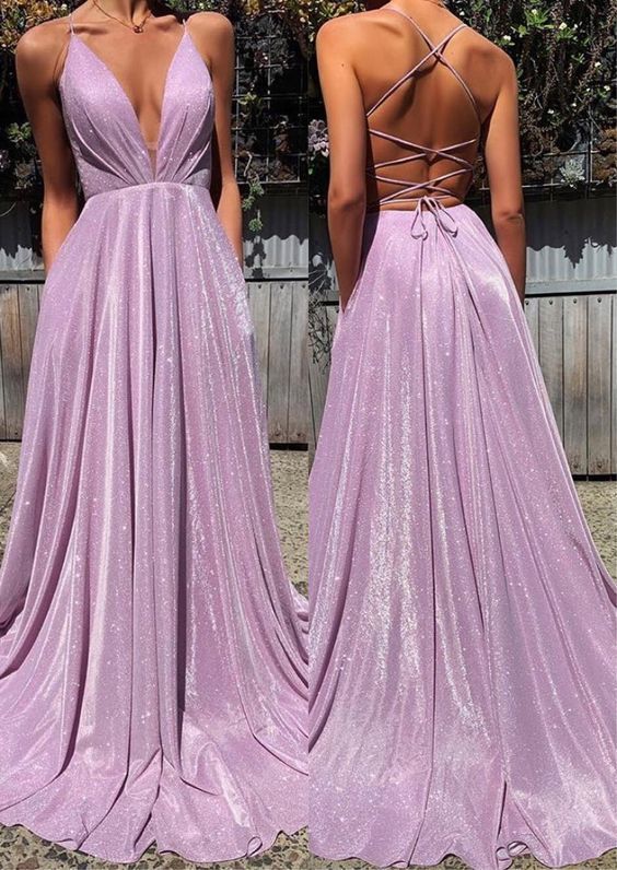 Sparkly Purple Glitter Sequin Prom Dresses Long Evening Gowns MyChicDress