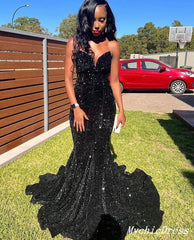 Sparkly Sequin Black Prom Dresses 2024 Long Evening Formal Dress Mermaid MyChicDress